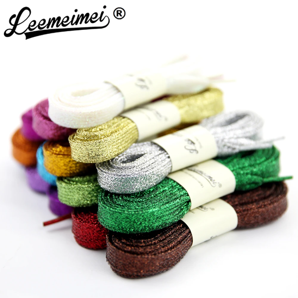 

3pairs metallic Gold thread Shoelaces Round rope laces for Outdoor Climbing Casual trainer laces Sport Golden Silver black 110cm
