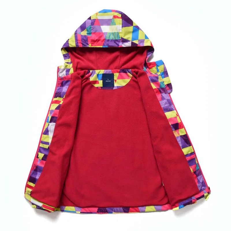 Meninas à Prova Jaquetas da Criança Jaqueta ao ar Dwaterproof Água Outono Livre Roupas Infantis Esportes Hoodies Cabolsa Velo Quente Outerwear 23 Meninas à prova dwaterproof água jaquetas da
