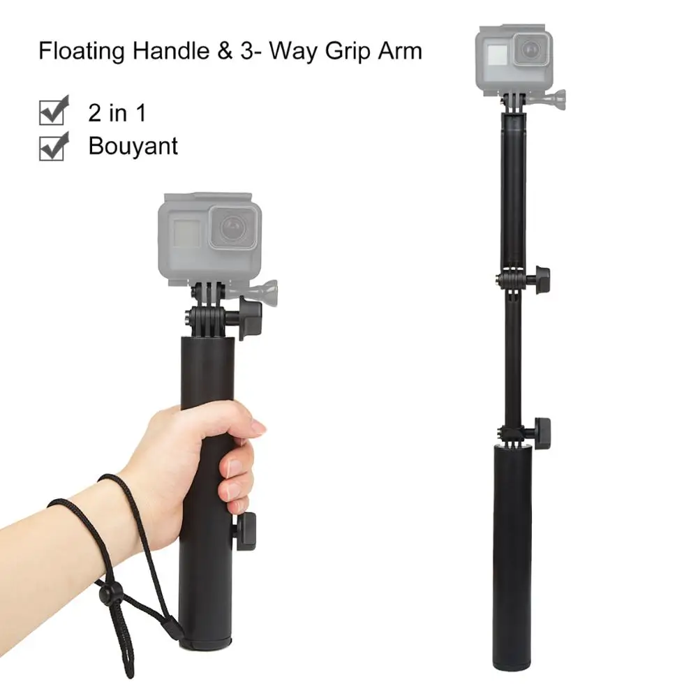 Floating Selfie Stick Compatible with GoPro Hero 7 6 5 4 3+ 3 2 Black Diving Monopod AIRON Waterproof Floating Hand Grip Handle Compatible With GoPro Camera Waterproof Floating Hand Grip 