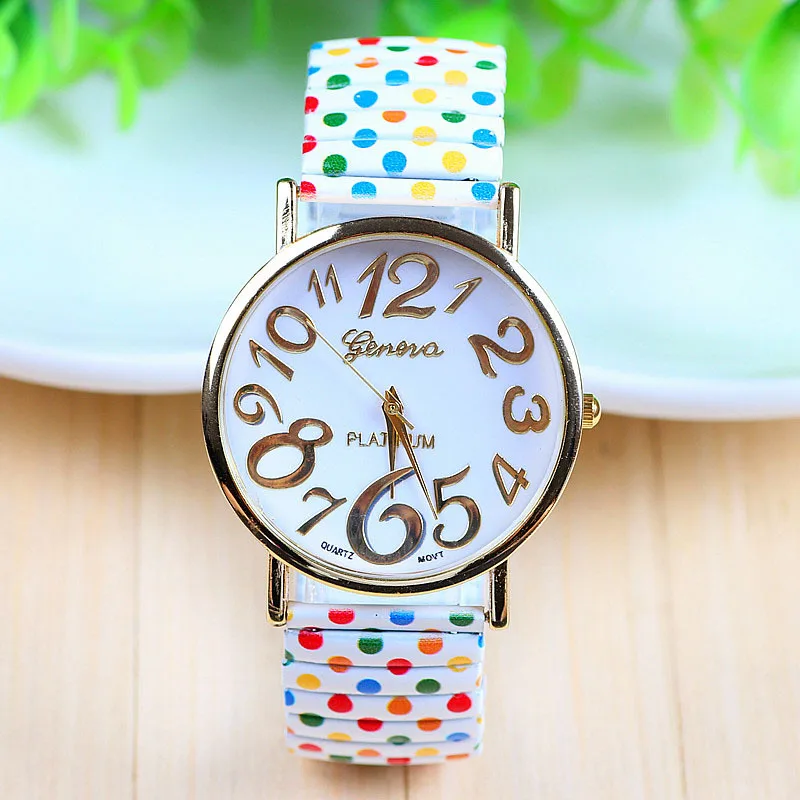 

2018 New Stylish Unisex Polka Dot Casual Elastic Strip Quartz Watch Womens Wrist Watch Hodinky Relogio Feminino Clock Masculino