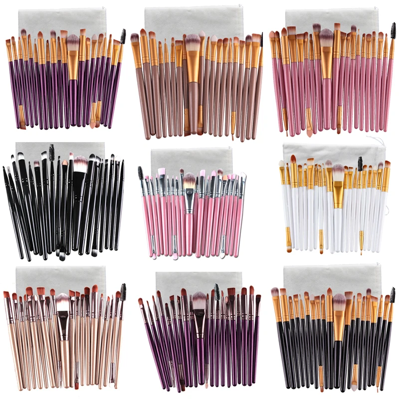 Makeup Brushes With Pocket 20 Pcs 18 Color Professional Soft Eye Cosmetics Beauty Make up Brushes Set Kabuki Kit Tools Maquiagem