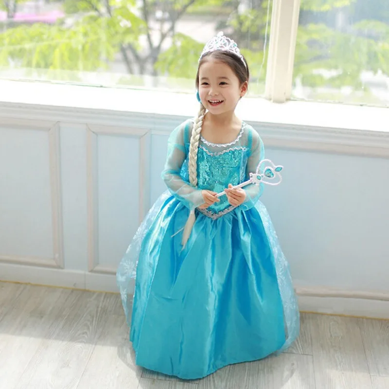 

Carnival Costume Children Elsa Princess Cosplay Dresses Girls Halloween Crystal Ice Snow 2 to 11 Years Old Vestidos B26127CH