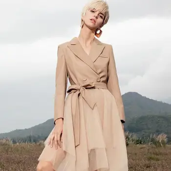 

Fashion Blazer Dress Mesh Irregular Dresses Women 2019 Streetwear Autumn Bandage Dress Elegant Twotwinstyle Dresses Vestidos
