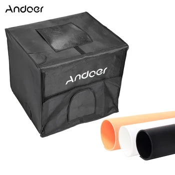 

Andoer Foldable Photography Studio Shooting LED Light Tent Kit Softbox with 3 Color Backdrops Power Adapter Carrying Bag