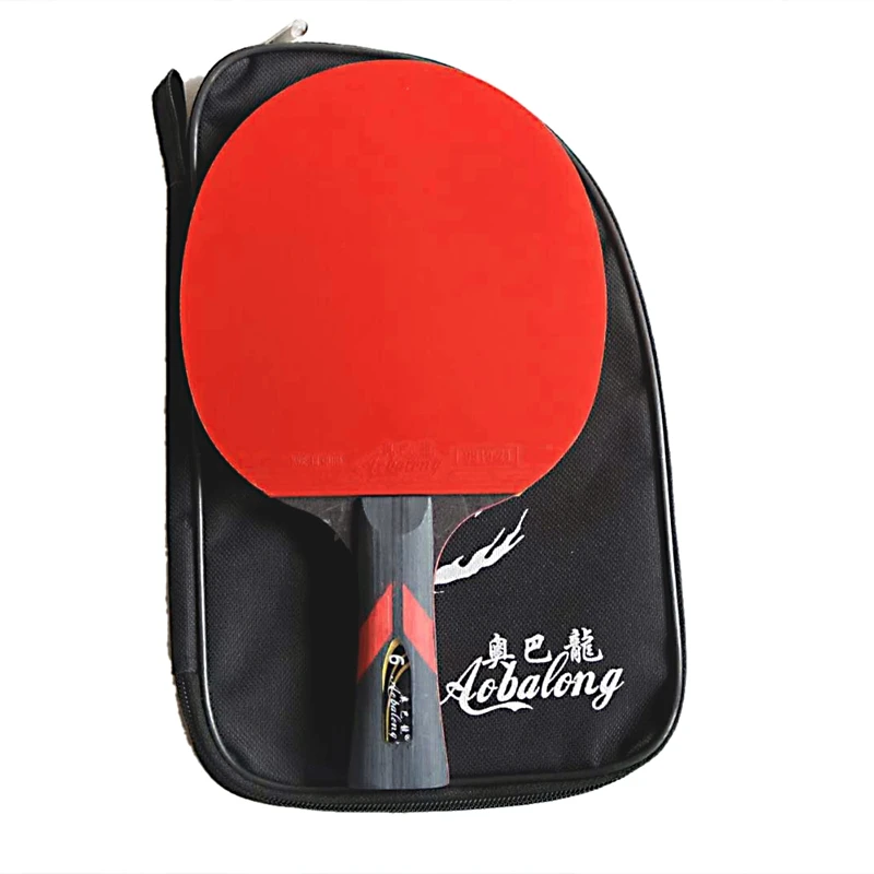 المهنية الخشب بالإضافة ألياف الكربون مضرب تنس الطاولة مع اثنين وجه pemple تنس الطاولة المطاط بينغ بونغ مضرب مع حالة