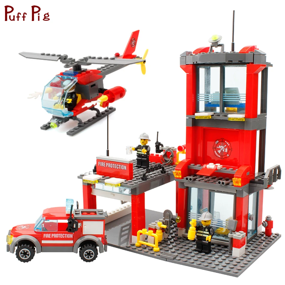 Goedkoop Brandbestrijding Serie Brandweer Helikopter Cars Bouwstenen Set Compatibel Legoed Stad Firefighter Figuur Kids DIY Speelgoed