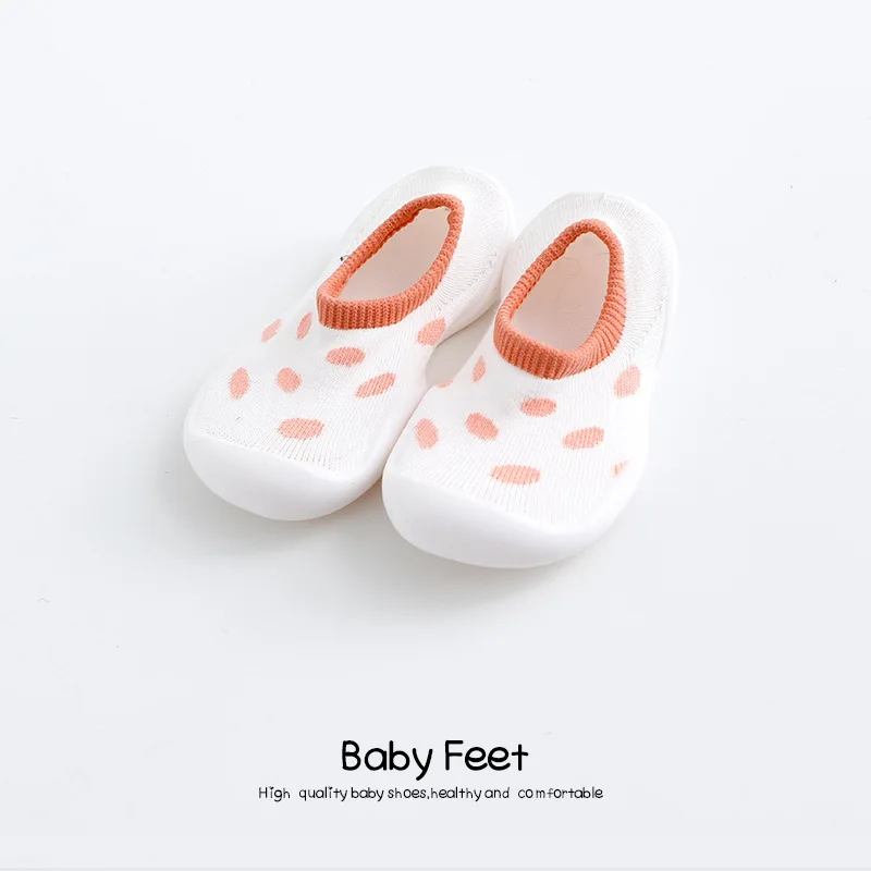 Корейская Детская домашняя обувь с леопардовым принтом для мальчиков от 1 до 3 лет, детские носки обувь для маленьких девочек с леопардовым принтом - Цвет: pink dot