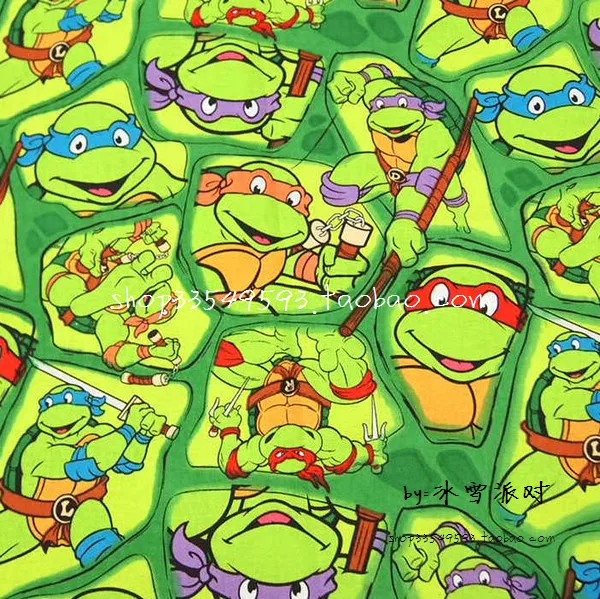 

105*100cm 100%Cotton Fabric DIY Tissue Patchwork Telas, Mutant Ninja Turtles Printed Sew Baby Toy Quilting Plain Tecido,Felt