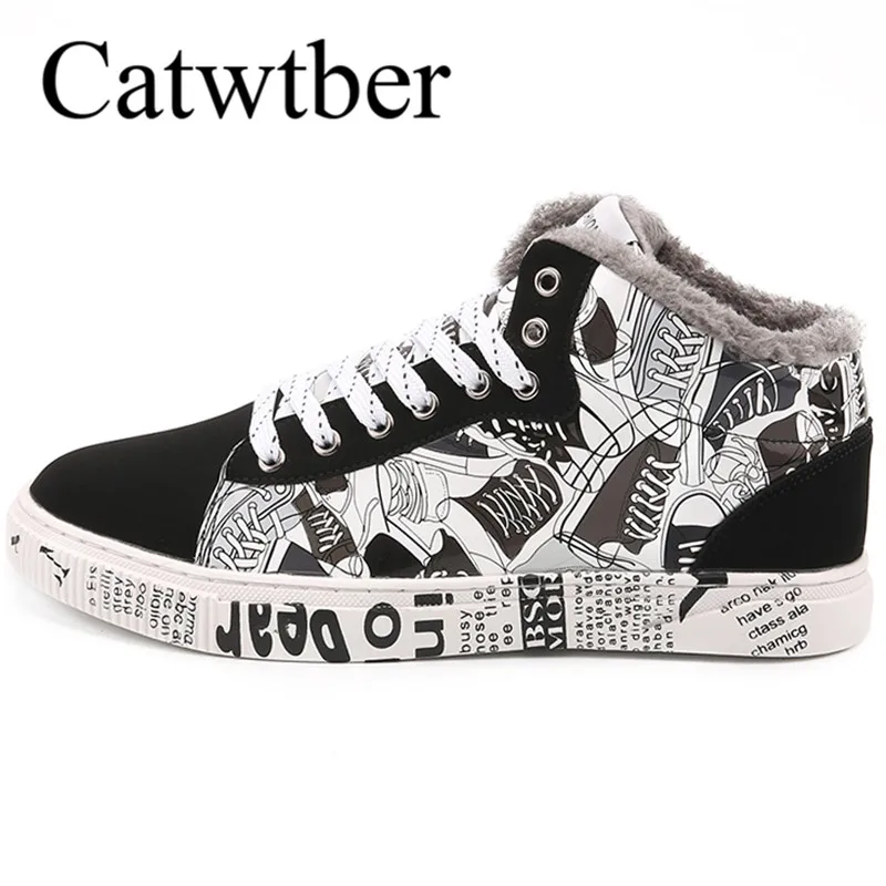 

Catwtber Top Quality Winter Men Boots Unisex with Fur Warm Outdoor Snow Boots Cotton Shoes Men Leather Ankle Martin Boots Men