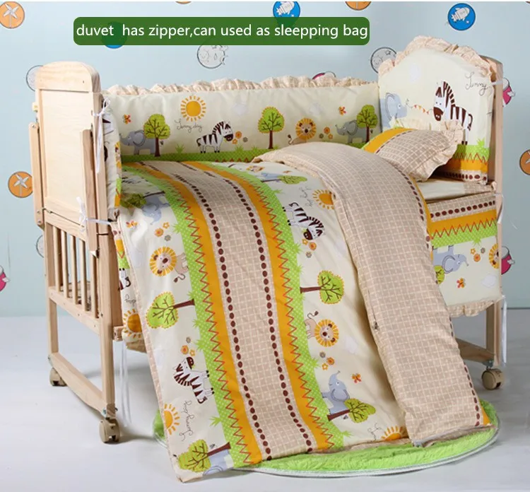 Promotion! 10PCS Bear crib bedding kit baby bedding kit outerwear bed around quilt (bumper+matress+pillow+duvet)