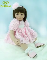 Прекрасный 24 дюймов винилсиликоновых Reborn Baby куклы для девочек детский день подарки Реалистичная 60 см Детки Reborn brinquedos