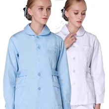 Медицинская одежда для женщин, зимняя Больничная униформа, скраб, наборы, сплошной цвет, пуговицы, кукольный воротник, Премиум, медицинская одежда