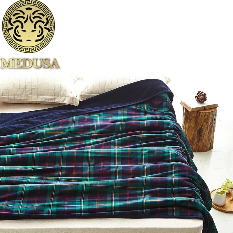 

Medusa 2018 new Scotland plaid washing cotton bedspread throw blanket for summer
