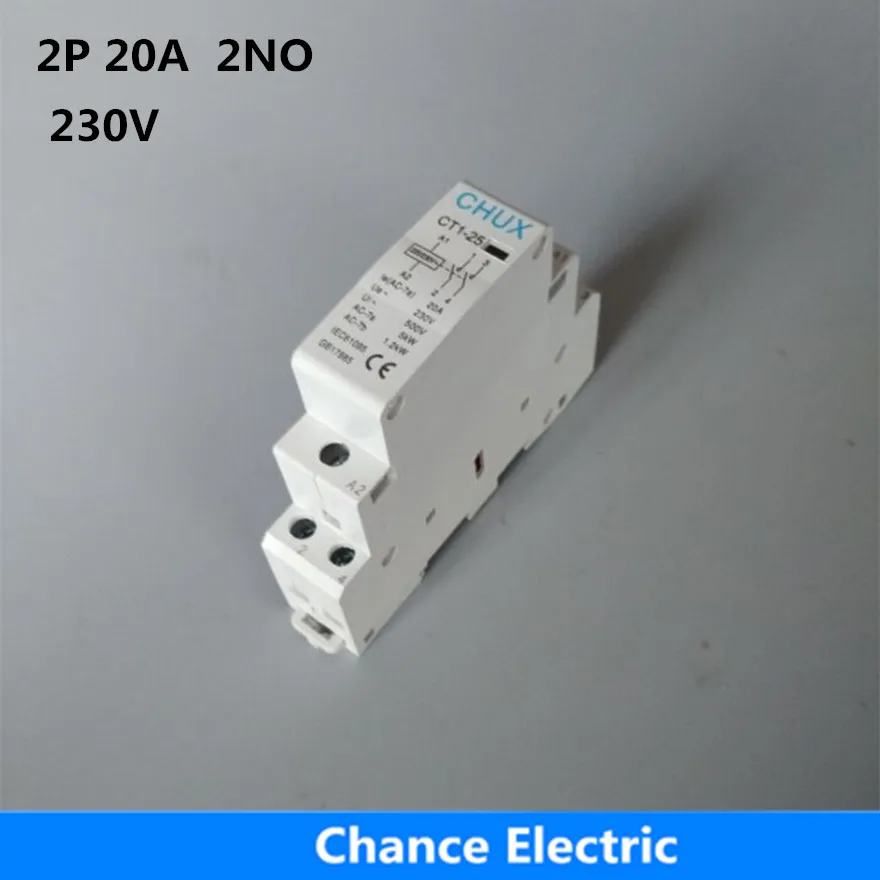 

CHUX CT1-25 20A 2P 230v 50/ 60HZ 2NO Din rail Household AC Contactor