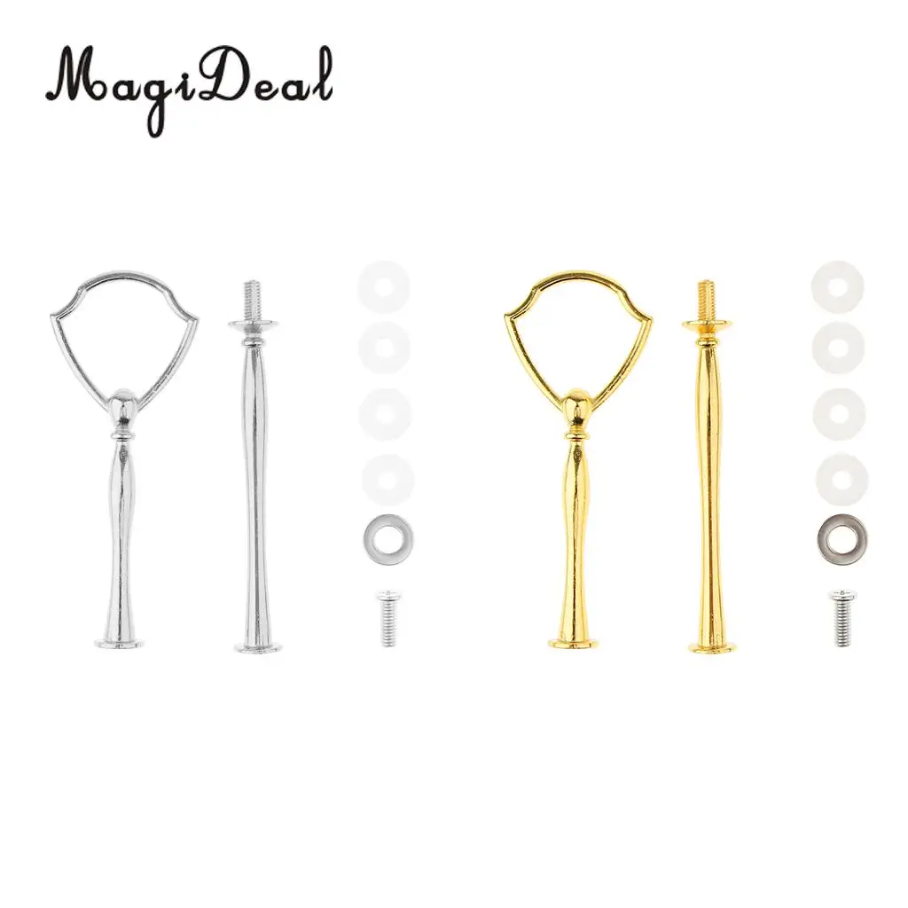 Vintage 2 Tier Metal Top Cake Stand Holder Dessert Fruit Food Jewelry Display Rack Handle Fitting Hardware Rod