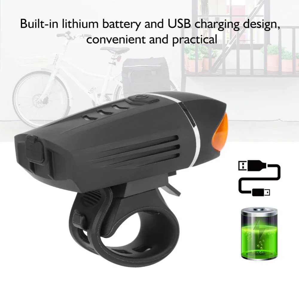 Cycling USB Bicycle Led Front Lights Horn Lamp Torch Outdoor Aluminium Alloy Bike Safety Warning Front Light Handlebar Mount