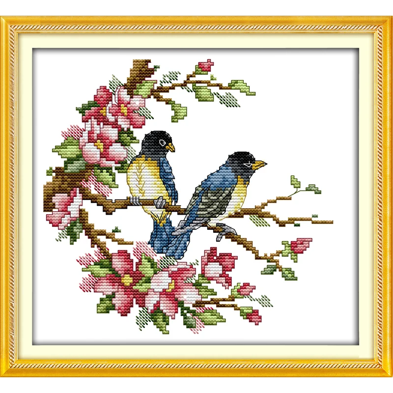 

Everlasting love Magpies Chinese cross stitch kits Ecological cotton stamped printed 14 11CT DIY new year decorations for home