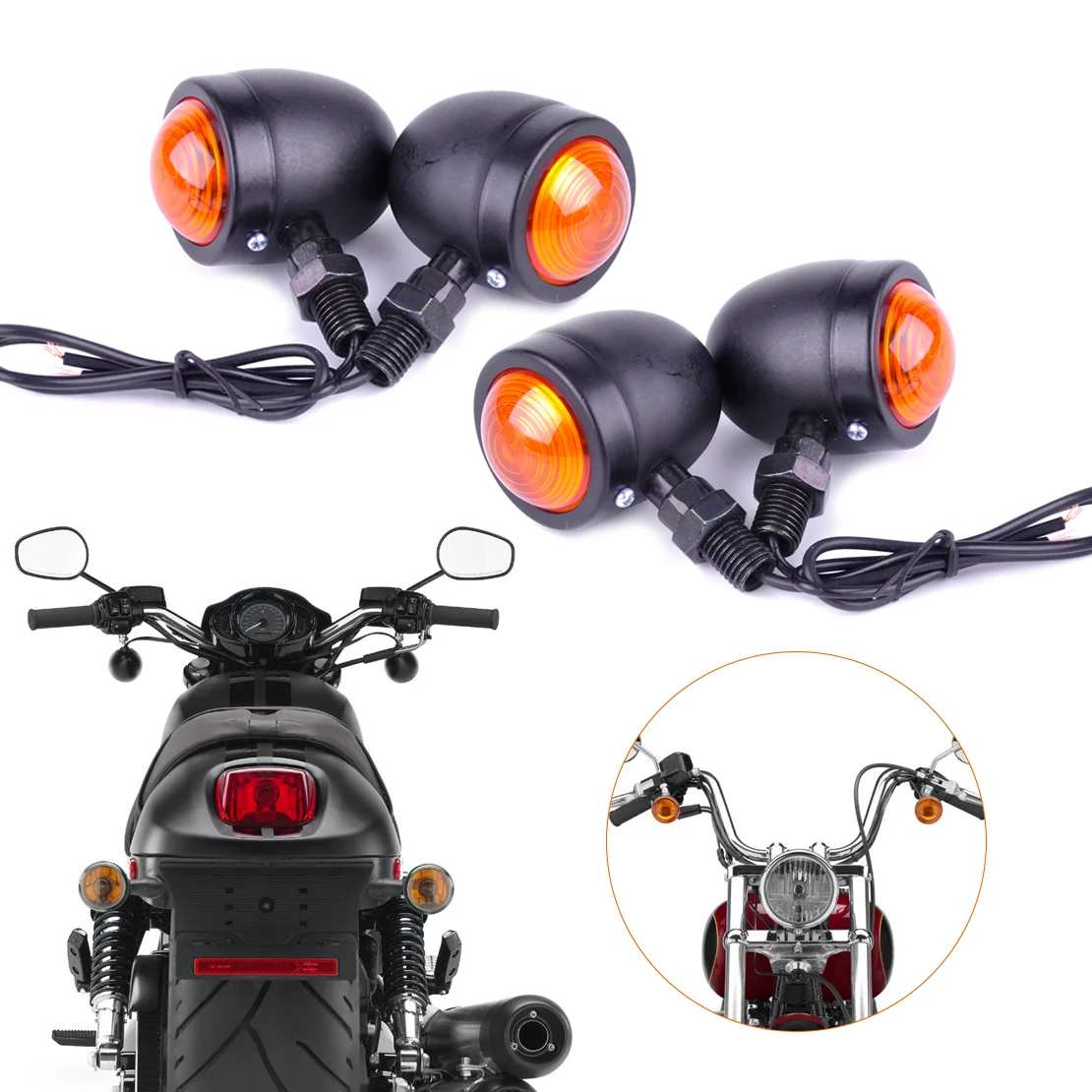 DWCX Motorcycle 4x 12V Bullet Turn Signal Indicator Lights font b Lamp b font Fit for