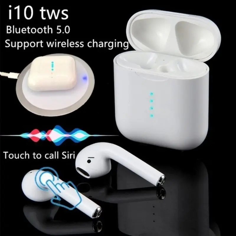 

Newest i10 tws Bluetooth5.0 Wireless earphone Touch control Earbuds with wireless charger for iPhone Android phone PK i12tws/ i9