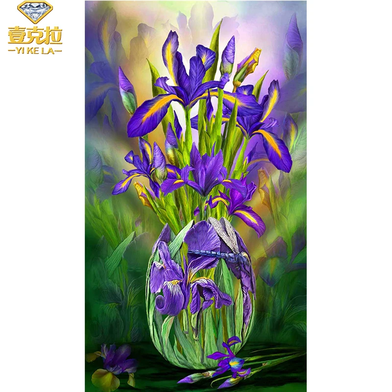 

Landscape Flower Diamond Painting Cross Stitch Rhinestone 5D DIY Diamond Embroidery Mosaic Purple Plants Home Decoration Gift