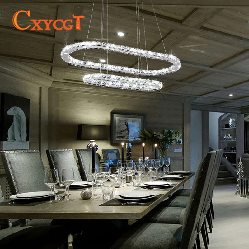 

Modern Living Room Decoration Lamp Double Circle Crystal Chandelier Hotel Lighting Restaurant Light