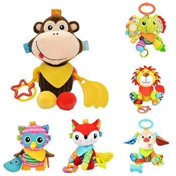 

Infant Crib Stroller Baby Rattle Bell Hanging Toy Cute Cartoon Animals Stuffed Plush Pacify Dolls