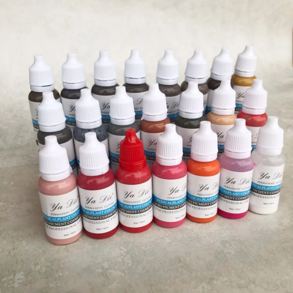 

22 COLOR SET 1/2OZ Micro Tattoo Pigment Ink for Eyebrow Professional Makeup Lip Pigment Body Tattoo Art beauty tools