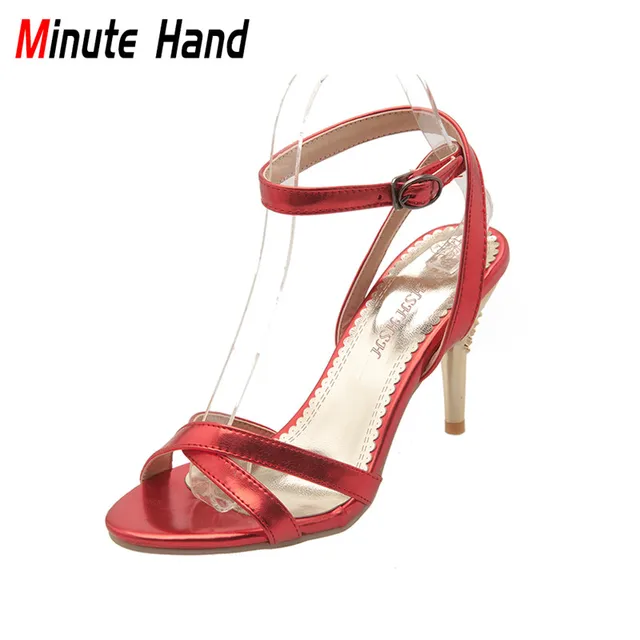 Minute Hand 2018 New Fashion Women Sandals Sexy Thin High Heels Ankle Strap Band Open Toes Shoes Ladies Dress Shoes Plus Size 47