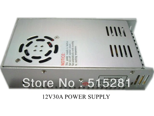 

360W 12V30A Switching Power Supply, Adapter with Fan for Project LED Transformersin Steel Box