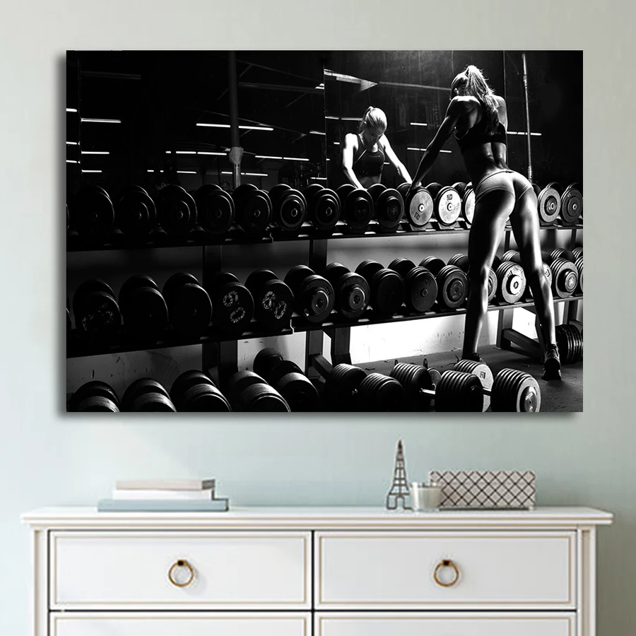 Drop Shipping 1 Piece Canvas Art Bodybuilding Equipment Printed Wall