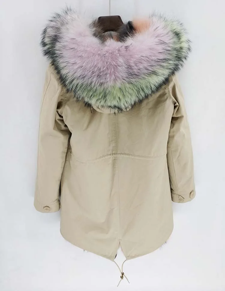 Модная зимняя женская куртка с воротником из натурального меха енота, Толстая теплая парка с натуральным лисьим мехом