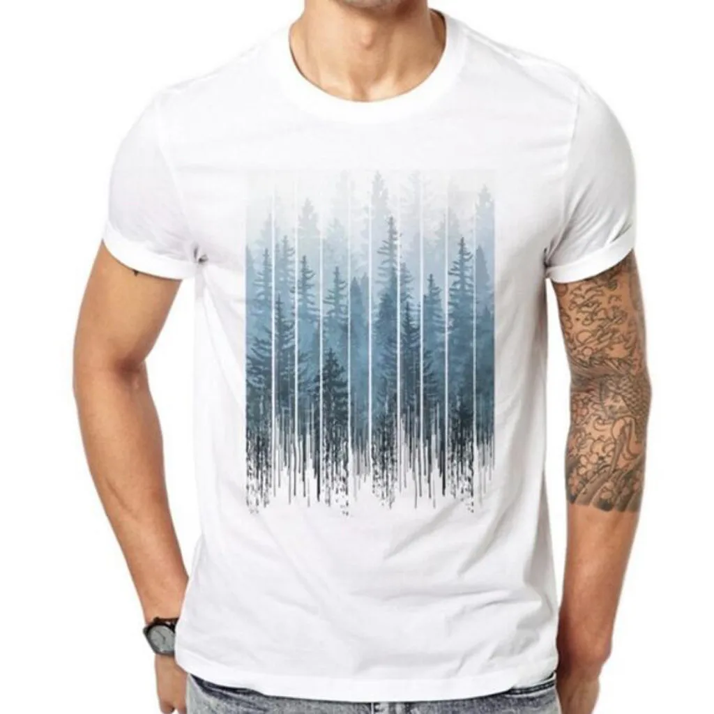 

Novelty tee shirt forest Printting Short Sleeve O-neck Casual Mens Tshirts Summer Breathable Funny T Shirts For Men Sportwear