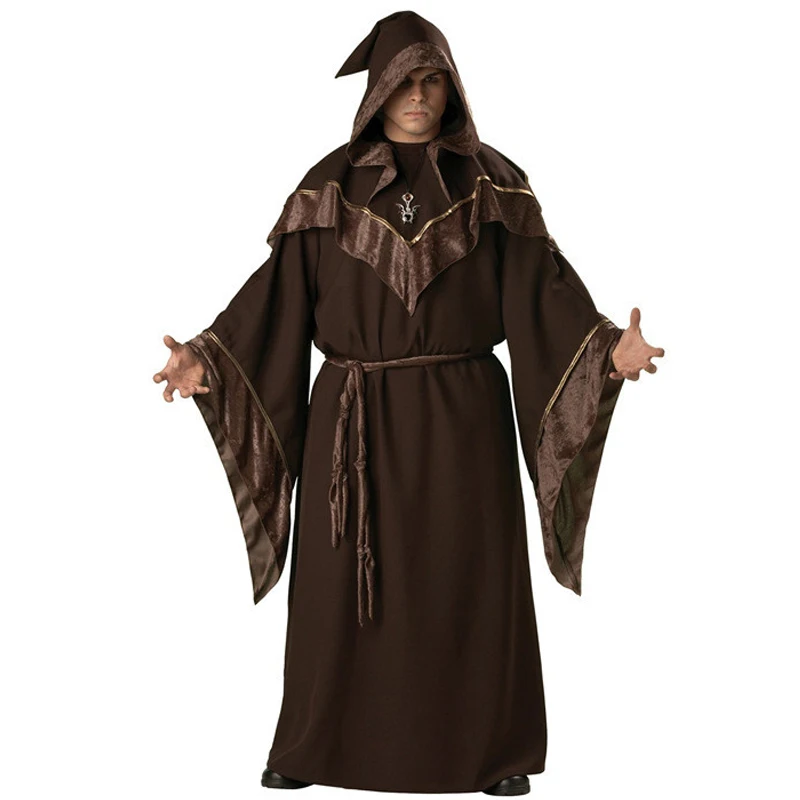 

Vocole Men European Shaman Religious Costume God Missionary Gothic Wizard Cosplay Priest Uniform