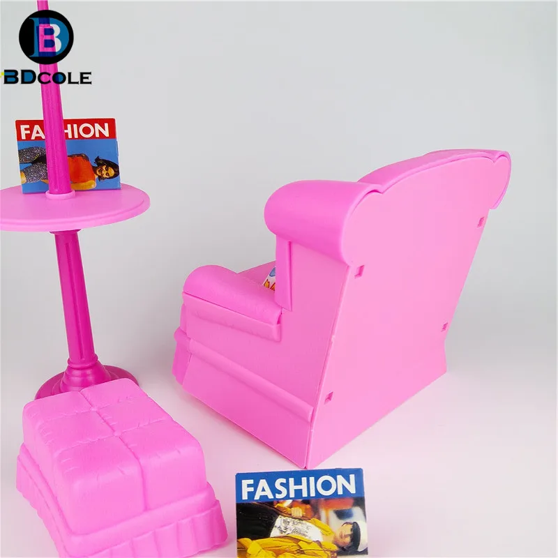Lounge Play set in Living Room Pretend Play Toys for Barbie Dollhouse including Sofa Vertical Lamp Foot Couch Pillow