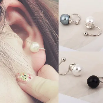 

European American Punk Ear Bone Simulated Pearl Ear Cuff Clip Earring for Women Jewelry Gift Pendientes U Shape Ear Clip