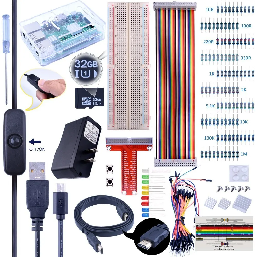 

For Raspberry Pi Miroad Complete Starter Kit 32 GB Edition with 2.5A Power Supply Micro USB Cable with Switch K74