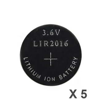 

5PCS 3.6V LIR2016 lir 2016 lithium ion rechargeable battery 20mah Li-ion button coin cell replace for CR2016 CR 2016
