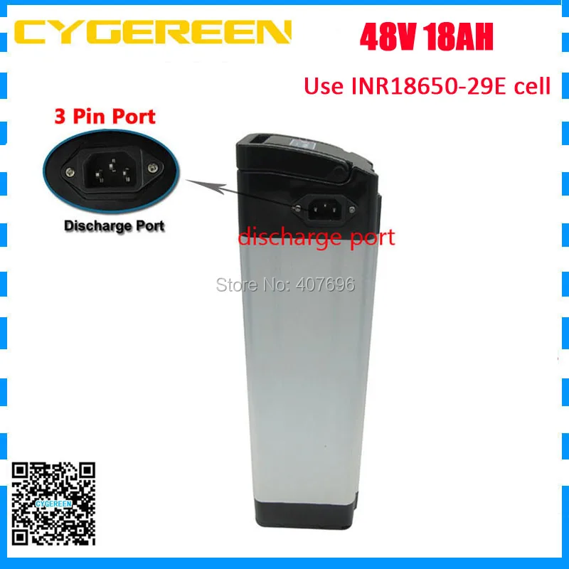 

48v 18ah silver fish Battery 48V18AH electric bike battery use 29E 2900mah cell With 30A BMS 2A Charger TOP Discharge