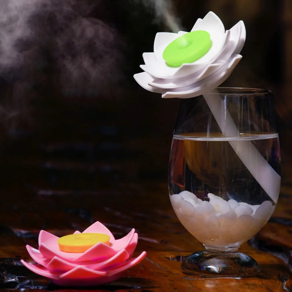 

MEXI Mini Lotus Shape Essential Diffuser USB Charging Air Humidifier Desktop Float Mist Maker 5V/500mA