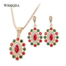 2 шт/партия Горячая Индийские Ювелирные наборы ожерелье из разноцветных кристаллов серьги для женщин винтажные модные свадебные аксессуары
