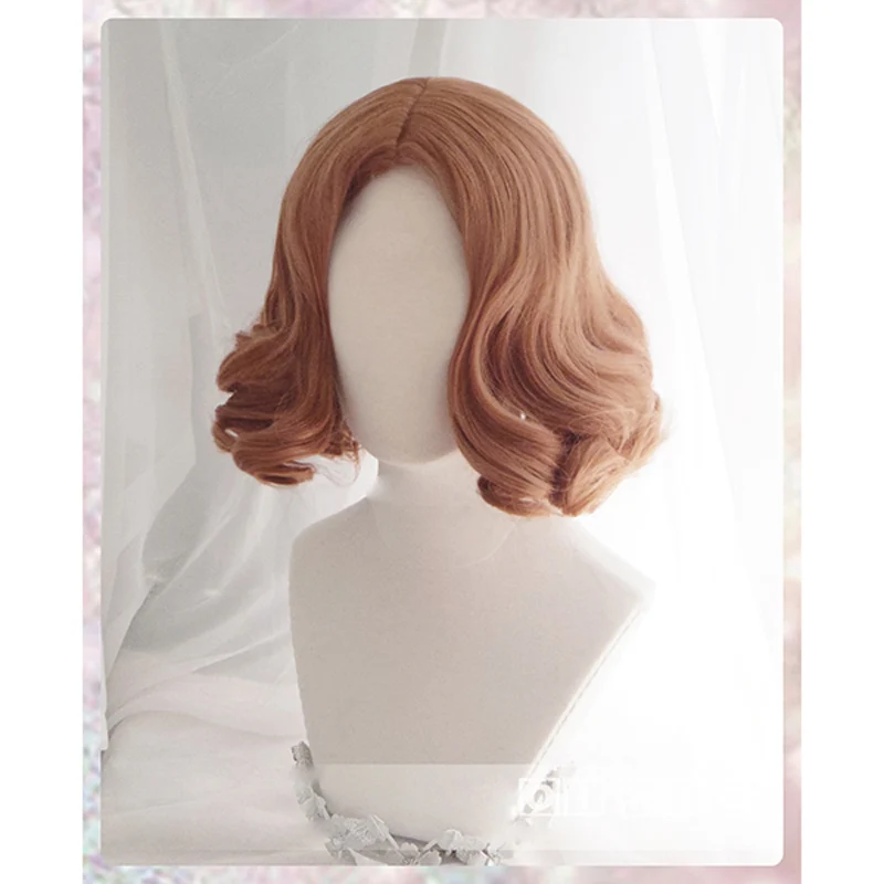 

Hot Anime Game Persona 5 Haru Okumura Cosplay Wig Halloween Play Short Curly Wig Party Stage High Quality Hair+Wig Cap