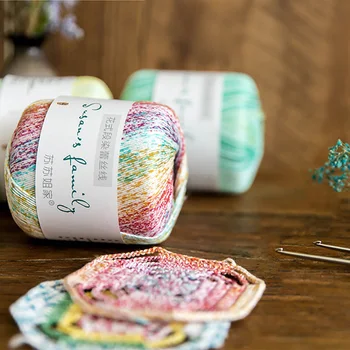 

40g/ball Worsted Fancy Section-dyed Rainbow Lace Yarn 100% Cotton for DIY Hand Knitting Crochet Shawl Scarf Thread summer Yarns