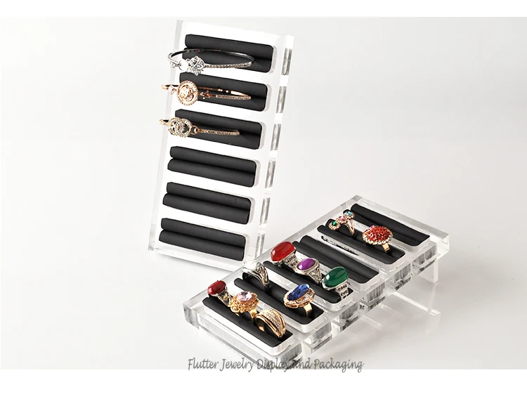 

High Quality Acrylic 6 Slots Ring Display Tray Ring Holder Jewelry Display Organizer Bracelet Showing Rack Stand