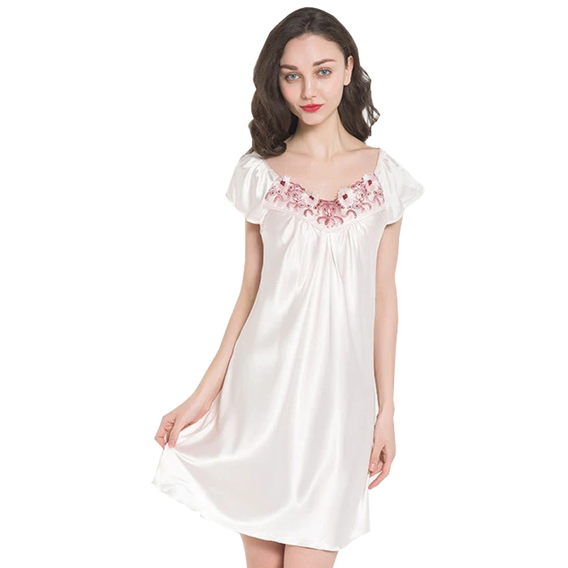 New Ladies Sexy Silk Nightgown Dress Silk Home Wear Dress Women