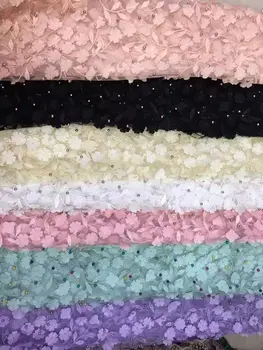 

Free shipping African swiss voile lace with beads high quality wedding lace African Fabric 5y/lot Swiss Voile Lace party ZH967