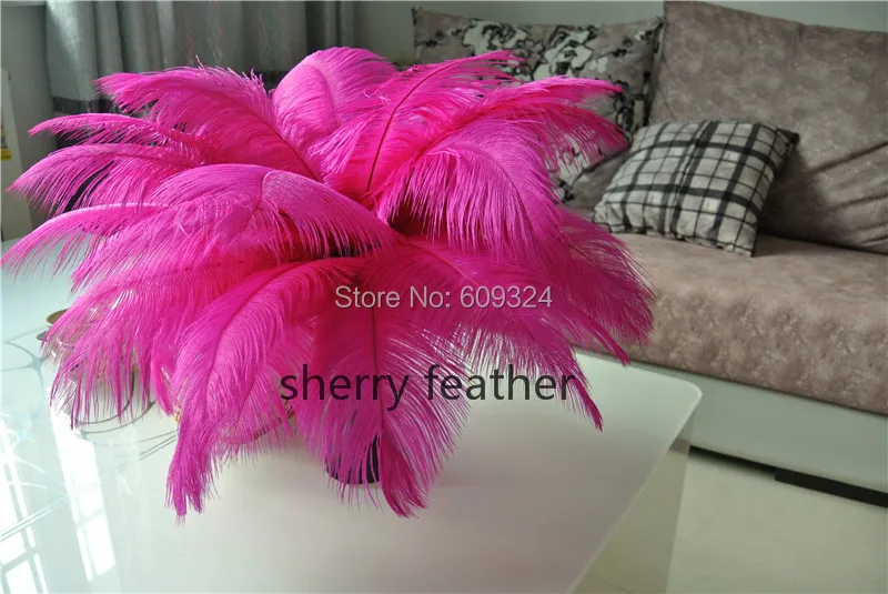 100 шт, 14-16 дюймов ярко розовый Плюмаж из страусиного пера для вечерние свадебные украшения Эйфелева центральная часть