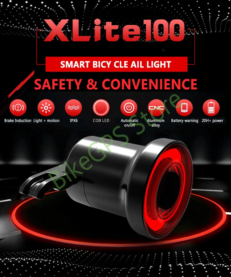 Sale ENFITNIX Bicycle taillights Intelligent sensor Brake lights usb xlite100 Road bike MTB Rear taillights Number plate bracket 2