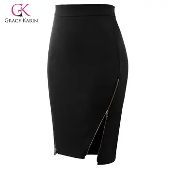 

Grace Karin Hips-wrapped Skirt Women Zipper Split High Waist Office Business Bodycon Skirts Sexy Lady Vintage Midi Pencil Skirt