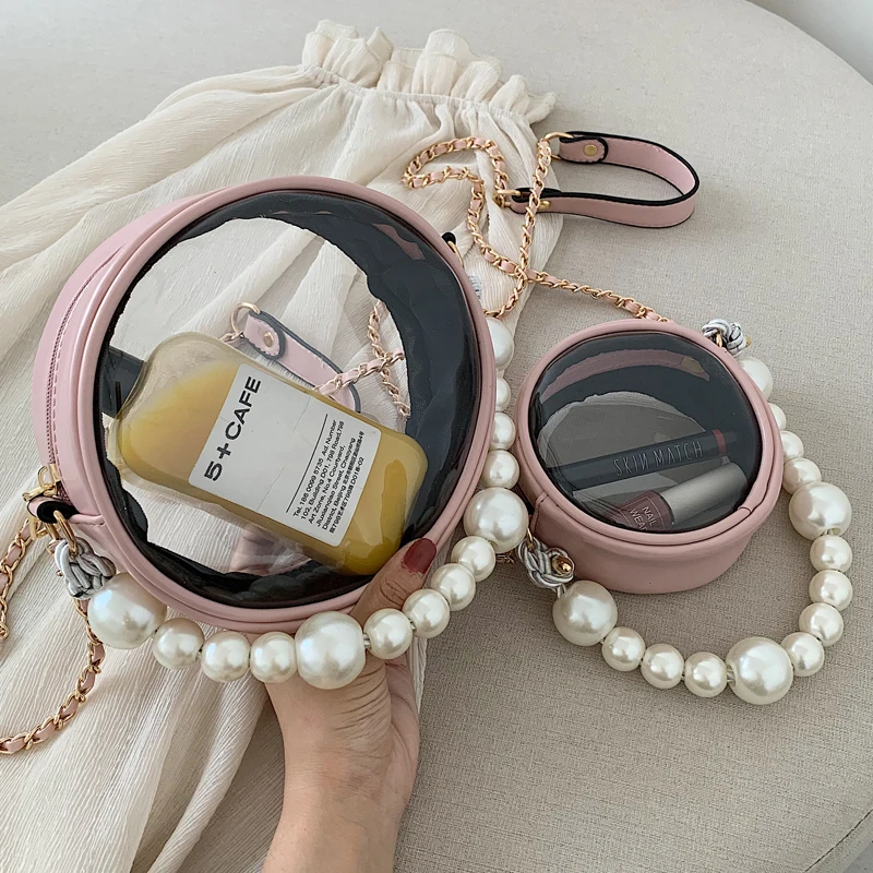 

Summer net red fairy transparent bag female 2019 new wave Korean version of the wild Messenger bag fashion jelly small round bag