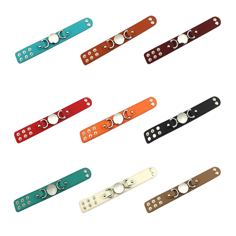 Manufacturer Wholesale Disc Leather Cuff Bangle Bracelets for Women Creatively Monogram Leather Cuff Bangle Bracelets